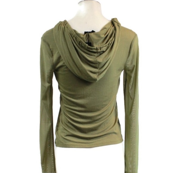 Bebe Womens Olive Comfy Cozy Comfortble Hoodie Mesh Sleeve Lightweight Sz M - Picture 4 of 5